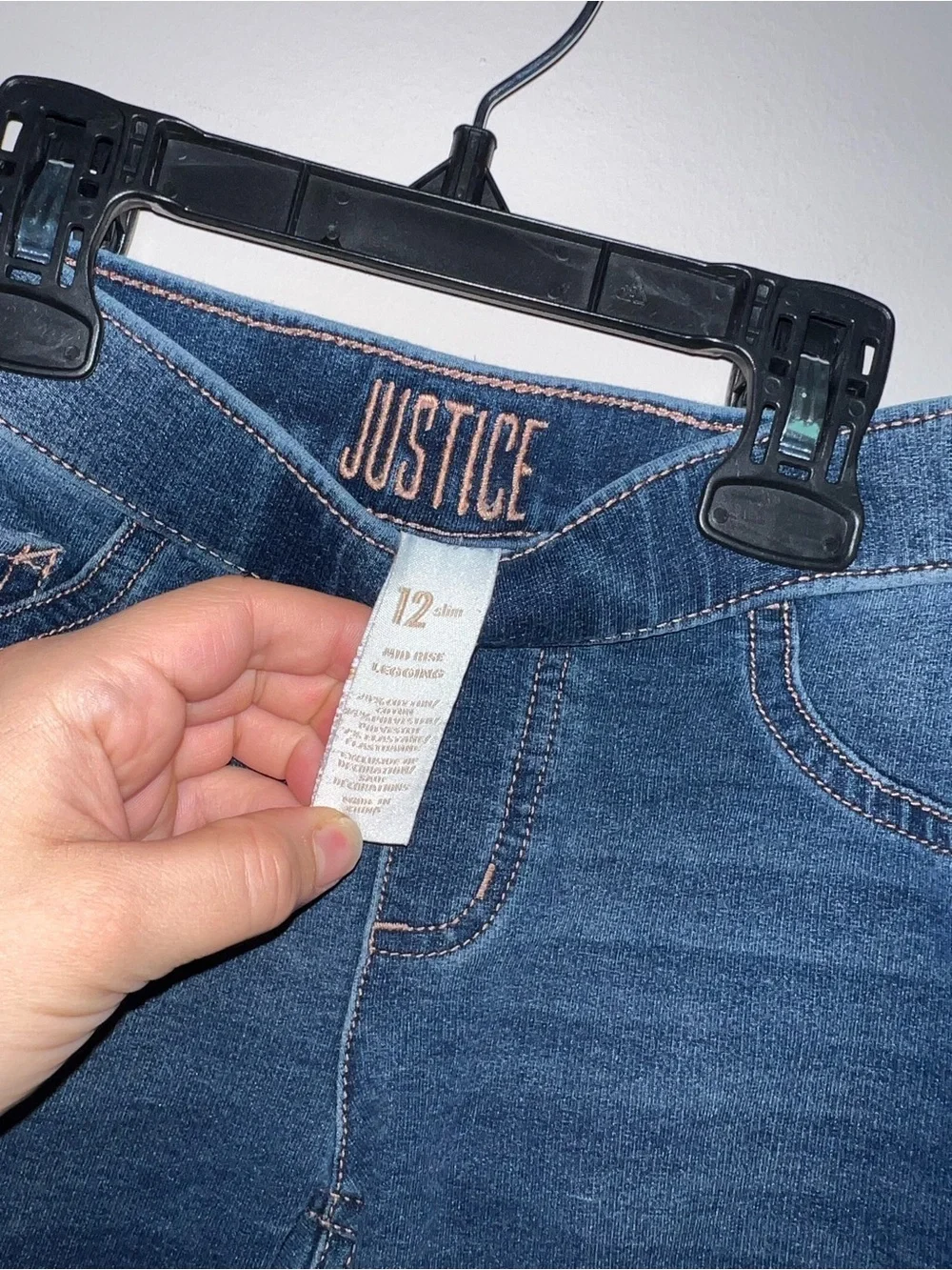 Navy blue jeans Justice 12 slim girls mid rise legging